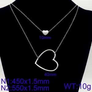 Japanese and Korean Stainless Steel Hollow Big Heart Necklace Non Fading Jewelry - KN107863-Z