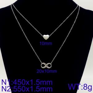 Silver Color Double Cable Chain with Infinity Symbol Charm Pendant Necklace - KN107865-Z