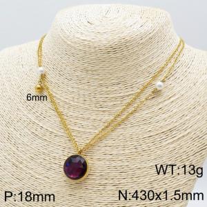 Stainless Steel Stone Necklace - KN111270-Z