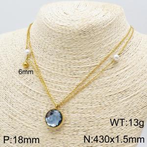 Stainless Steel Stone Necklace - KN111271-Z