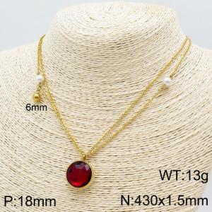 Stainless Steel Stone Necklace - KN111272-Z