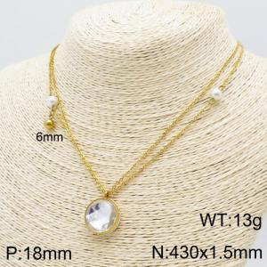 Stainless Steel Stone Necklace - KN111273-Z