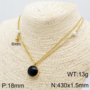 Stainless Steel Stone Necklace - KN111274-Z