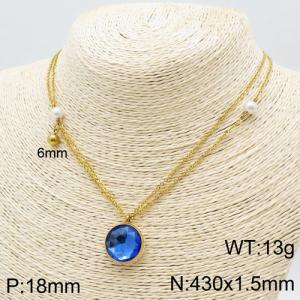 Stainless Steel Stone Necklace - KN111275-Z
