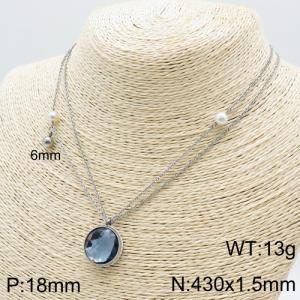 Stainless Steel Stone Necklace - KN111277-Z