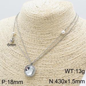 Stainless Steel Stone Necklace - KN111279-Z