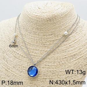 Stainless Steel Stone Necklace - KN111280-Z