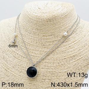 Stainless Steel Stone Necklace - KN111281-Z
