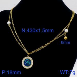 Stainless Steel Stone Necklace - KN111286-Z