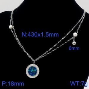 Stainless Steel Stone Necklace - KN111290-Z