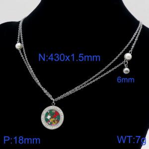 Stainless Steel Stone Necklace - KN111291-Z