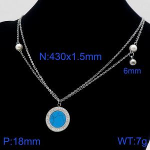 Stainless Steel Stone Necklace - KN111293-Z