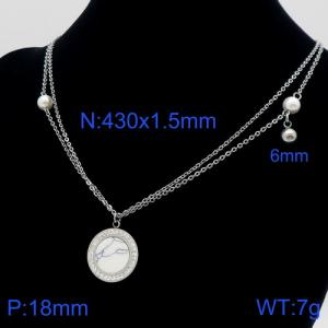Stainless Steel Stone Necklace - KN111294-Z