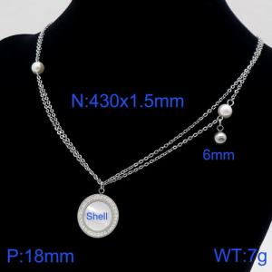 Stainless Steel Stone Necklace - KN111295-Z