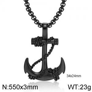 Stainless Steel Black-plating Necklace - KN111716-WGTY