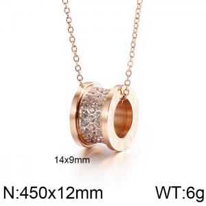 Stainless Steel Stone & Crystal Necklace - KN111845-K