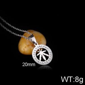 Stainless Steel Stone Necklace - KN112195-WGLN