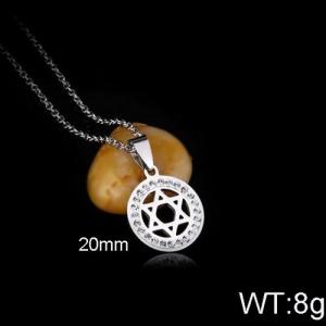 Stainless Steel Stone Necklace - KN112199-WGLN