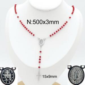 Stainless Steel Rosary Necklace - KN113123-HDJ