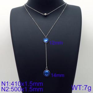 Simple and stylish stainless steel double glass necklace - KN113591-Z