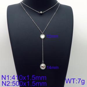 Simple and stylish stainless steel double glass necklace - KN113592-Z