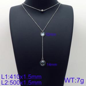 Simple and stylish stainless steel double glass necklace - KN113593-Z