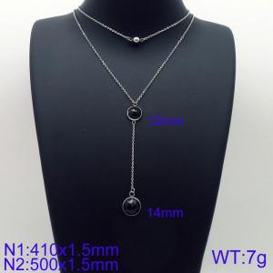 Simple and stylish stainless steel double glass necklace - KN113595-Z