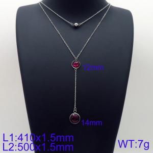 Simple and stylish stainless steel double glass necklace - KN113596-Z