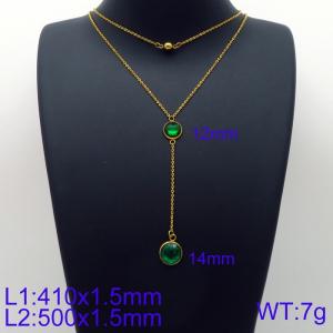 Simple and stylish stainless steel double glass necklace - KN113599-Z