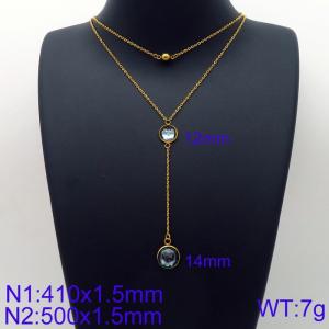 Simple and stylish stainless steel double glass necklace - KN113600-Z