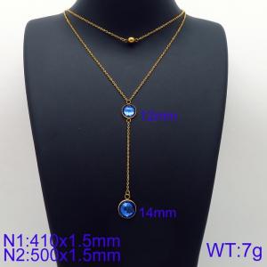 Simple and stylish stainless steel double glass necklace - KN113602-Z