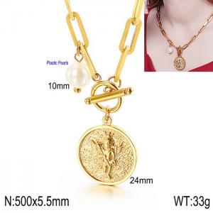 SS Gold-Plating Necklace - KN113607-Z