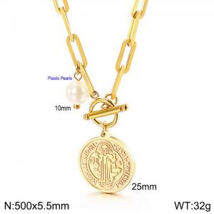 SS Gold-Plating Necklace - KN113611-Z