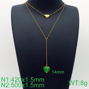 Simple and stylish stainless steel double heart clavicle chain - KN113666-Z