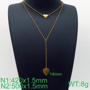 Simple and stylish stainless steel double heart clavicle chain - KN113668-Z