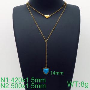 Simple and stylish stainless steel double heart clavicle chain - KN113670-Z