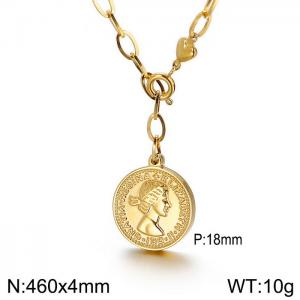 SS Gold-Plating Necklace - KN113844-Z