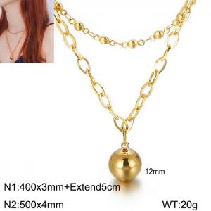 SS Gold-Plating Necklace - KN113849-Z