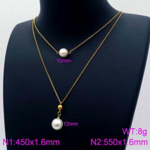 SS Gold-Plating Necklace - KN114090-Z