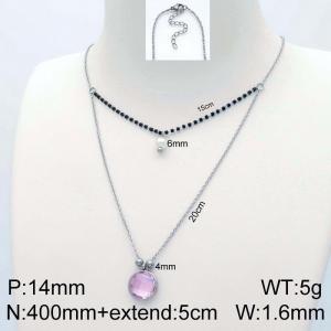 Stainless Steel Stone Necklace - KN114140-Z