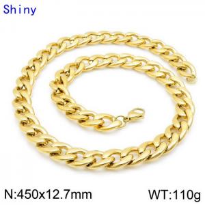 SS Gold-Plating Necklace - KN114337-Z