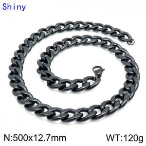 Stainless Steel Black-plating Necklace - KN114352-Z