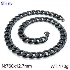 Stainless Steel Black-plating Necklace - KN114357-Z