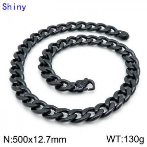 Stainless Steel Black-plating Necklace - KN114373-Z