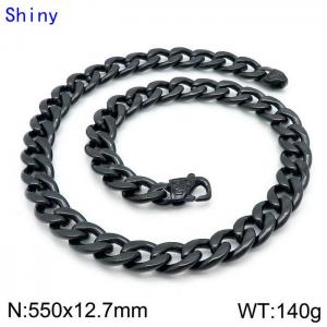 Stainless Steel Black-plating Necklace - KN114374-Z