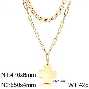 SS Gold-Plating Necklace - KN114439-Z