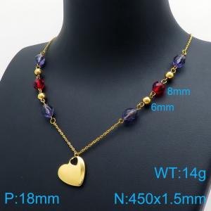 French colored beads stainless steel women's heart necklace - KN114892-Z