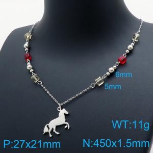 French colored bead stainless steel steed necklace - KN114896-Z