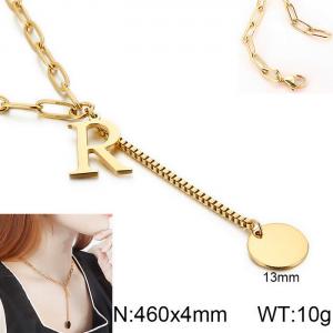 SS Gold-Plating Necklace - KN114970-Z