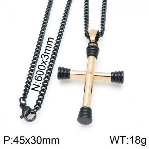 Stainless Steel Black-plating Necklace - KN115168-KHY